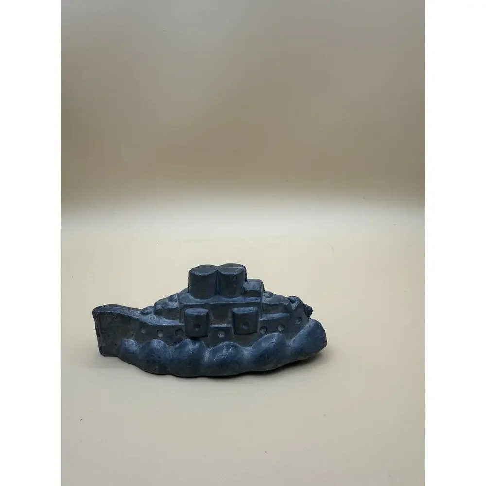 Antique Pewter Ice Cream or Chocolate Mold #513 Battleship or Streamship Vintage